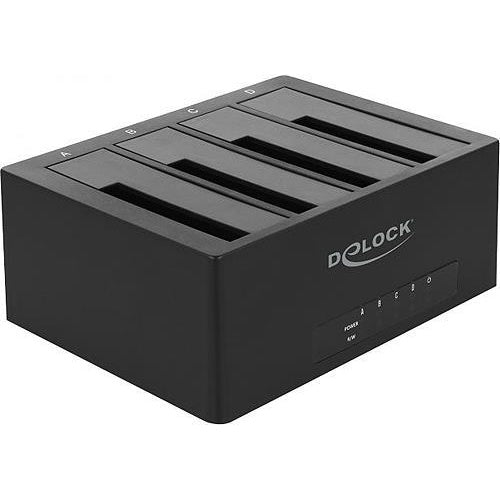 DeLOCK USB Type-C Docking Station for 4 x SATA HDD / SSD - HDD-Dockingstation Schächte: 4 - 2.5" / 3.5" gemeinsam genutzt (6,4 cm/8,9 cm gemeinsam genutzt) - SATA 6Gb/s - 5 Gbit/s - USB-C - Schwarz (63930) afbeelding 1