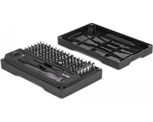 Delock - Präzisions-Schraubendrehergriff mit Bit- und Stecknuss-Set - 106 Stücke - in Koffer afbeelding 1