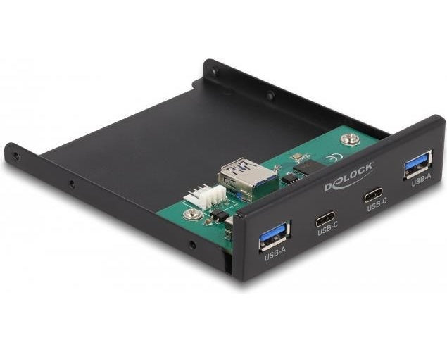 Delock - Anschlüsse am vorderen Bedienfeld des Speicherschachts - USB-C x 2, USB 3,2 Gen 1 x 2 - Schwarz (64155) afbeelding 1