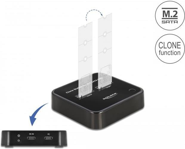 Delock - SSD-Dockingstation Schächte: 2 - M.2 - M.2 Card - USB-C 3.2 (Gen 2) - Schwarz afbeelding 1