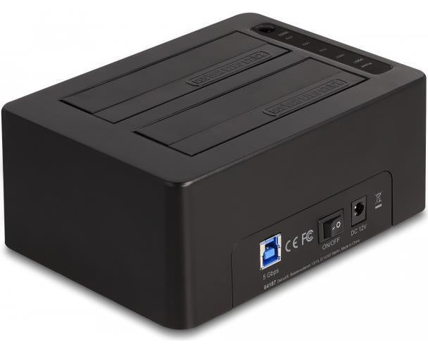 Delock - HDD / SSD Dockingstation Schächte: 2 - 2.5" / 3.5" gemeinsam genutzt (6,4 cm, 8,9 cm) - SATA 6Gb/s - USB3.0 - Schwarz (64187) afbeelding 1