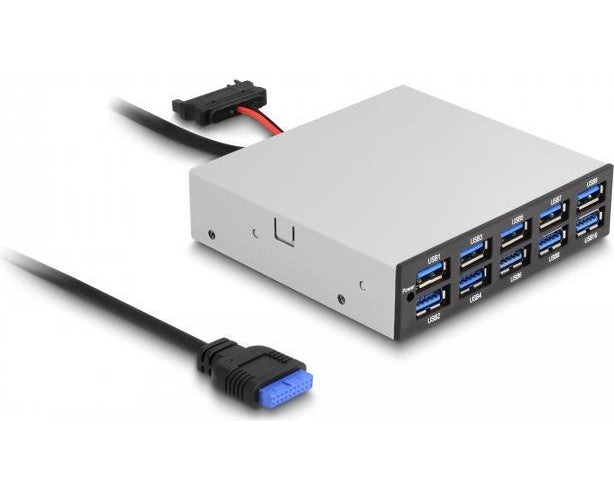 Delock - Hub - 3,5", 5 Gbps, front panel - 10 x SuperSpeed USB 3,0 - Plugin-Modul (64208) afbeelding 1