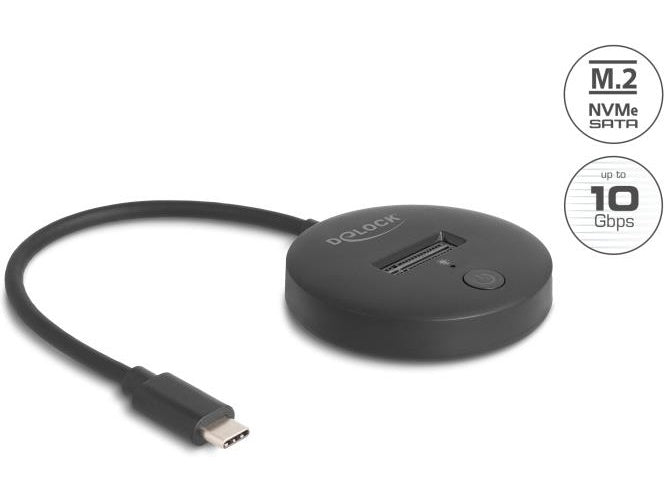 Delock - SSD-Dockingstation Schächte: 1 - M.2 - M.2 NVMe Card / SATA 6Gb/s - USB 3,2 (Gen 2) - Schwarz (64254) afbeelding 1