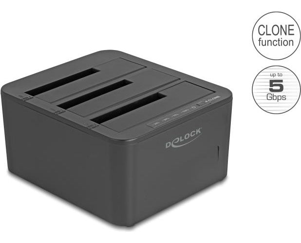 Delock USB Dockingstation für 3 x SATA HDD SSD mit 1 2 Klon Funktion (64332) afbeelding 1