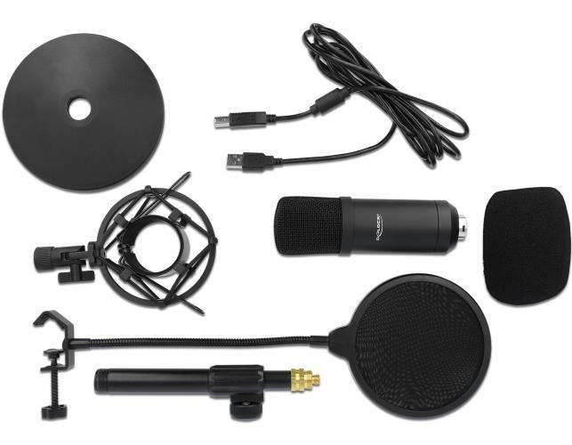Delock Professional USB Condenser Microphone Set for Podcasting and Gaming - Mikrofon - USB - Schwarz (66300) afbeelding 1