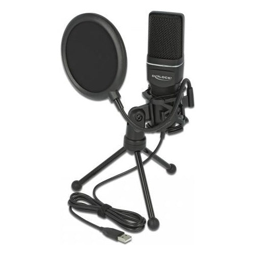 Delock USB Condenser Microphone Set for Podcasting, Gaming and Vocals - Mikrofon - USB - Schwarz (66331) afbeelding 1