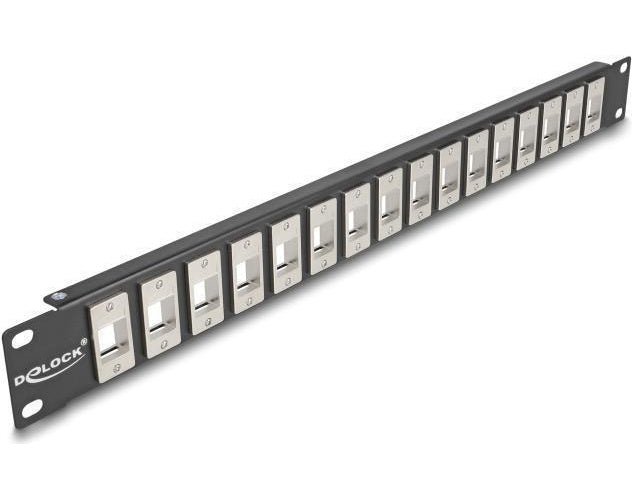 Delock 19? Keystone Patchpanel 16 Port 1 HE schwarz (66758) - 4043619667581 - image 1