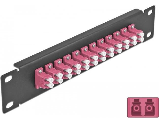 Delock - Patch Panel - LC Duplex MM X 12 - Schwarz - 1U - 25,4 cm (10") (66769) afbeelding 1