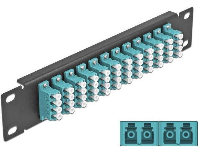 Delock - Patch Panel - Schrankmontage - LC MM X 48 - Schwarz, Aquamarin - 1U - 25,4 cm (10") (66779) afbeelding 1