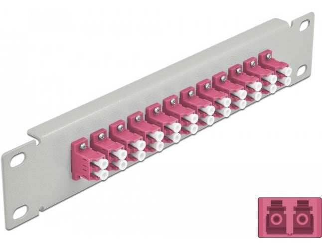 Delock - Patch Panel - LC Duplex MM X 12 - Grau - 1U - 25,4 cm (10") (66790) afbeelding 1
