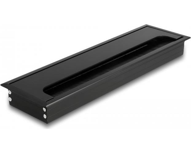 Delock Kabeldurchführung für Tischeinbau mit Bürste 280 x 80 x 28 mm schwarz (66857) - 4043619668571 - image 1
