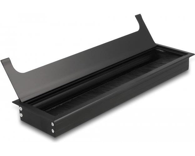Delock Kabeldurchführung für Tischeinbau mit Bürste 300 x 80 x 28 mm schwarz (66858) - 4043619668588 - image 1