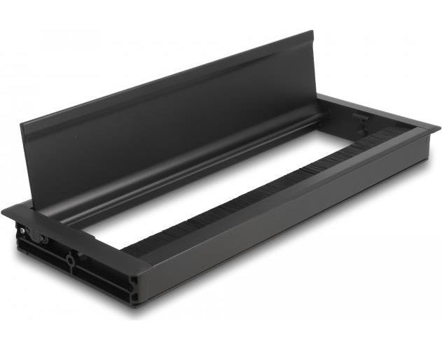 Delock Kabeldurchführung für Tischeinbau mit Bürste 300 x 120 x 28 mm schwarz (66859) afbeelding 1