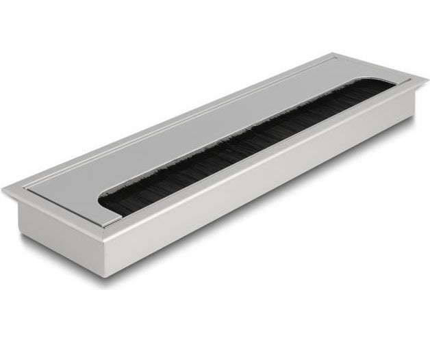 Delock Kabeldurchführung für Tischeinbau mit Bürste 280 x 80 x 28 mm silber (66862) afbeelding 1