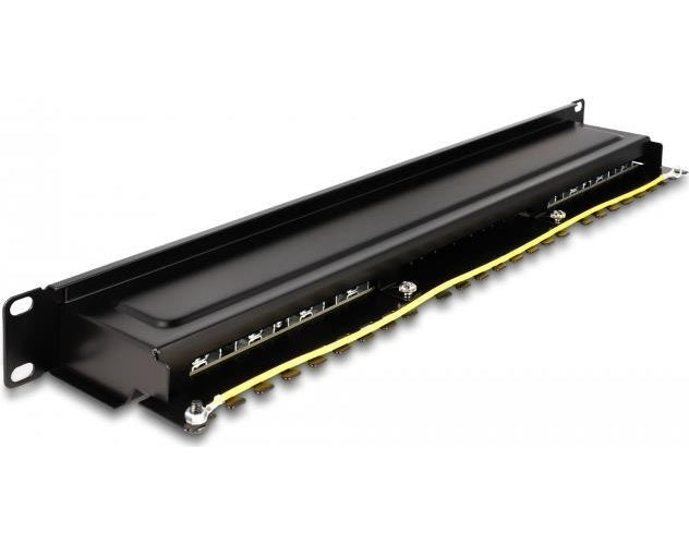 Delock - Patch Panel - Rack montierbar - CAT 6a - RJ-45 X 16, LSA X 16 - Schwarz - 1U - 48.3 cm (19") afbeelding 1