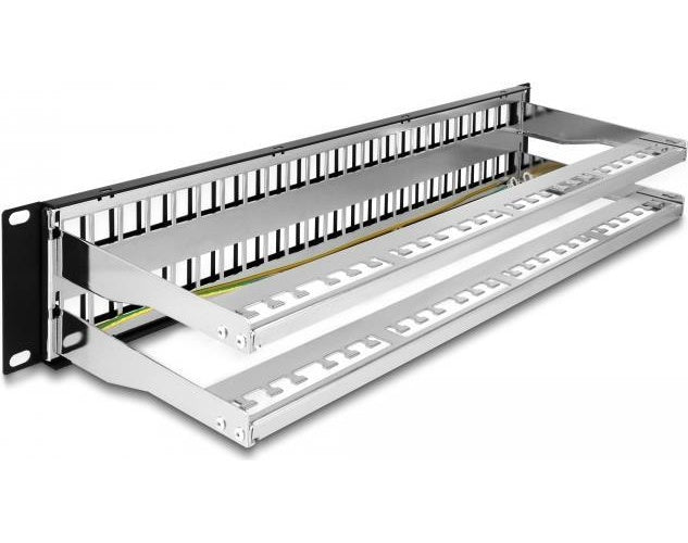 Delock - Patchpanel (Blindblech) - Schwarz - 2U - 48.3 cm (19") - 48 Ports afbeelding 1
