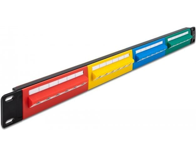 Delock - Patch Panel - Schrankmontage - RJ-45 X 24 - Blau, Gelb, Rot, grün - 1U - 48,3 cm (19") (66880) afbeelding 1