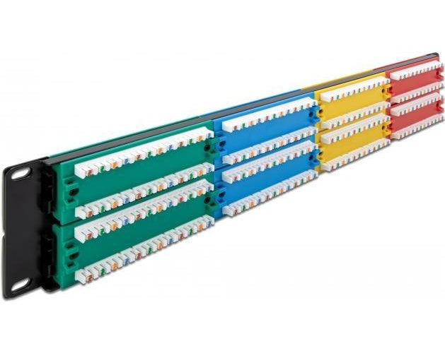 Delock - Patch Panel - Schrankmontage - RJ-45 X 48 - Blau, Gelb, Rot, grün - 2U - 48,3 cm (19") (66881) afbeelding 1