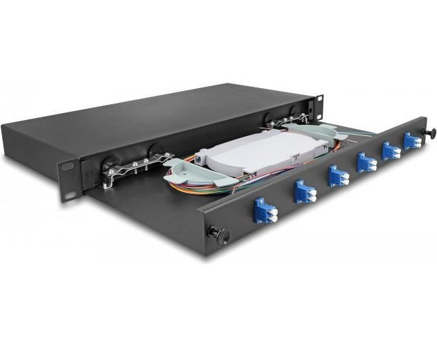 Delock 19? LWL Spleißbox 6 x LC Duplex OS2 1HE spleißfertig komplett bestückt (66997) afbeelding 1