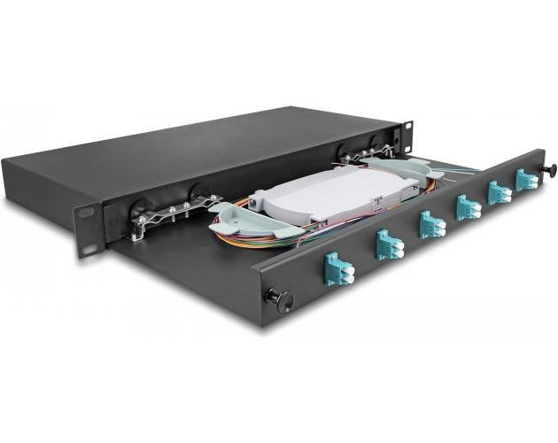Delock 19? LWL Spleißbox 6 x LC Duplex OM3 1HE spleißfertig komplett bestückt (66998) afbeelding 1