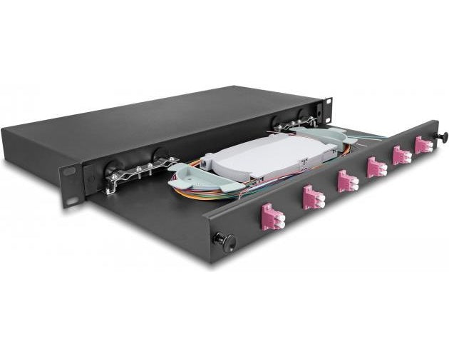 Delock 19? LWL Spleißbox 6 x LC Duplex OM4 1HE spleißfertig komplett bestückt (66999) afbeelding 1