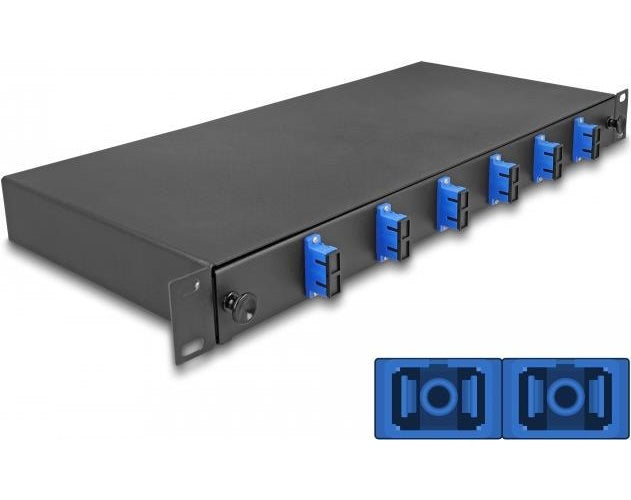 Delock 19? LWL Spleißbox 6 x SC Duplex OS2 1HE spleißfertig komplett bestückt (67000) afbeelding 1