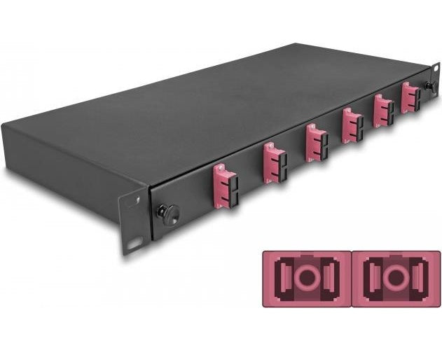 Delock 19? LWL Spleißbox 6 x SC Duplex OM4 1HE spleißfertig komplett bestückt (67002) afbeelding 1