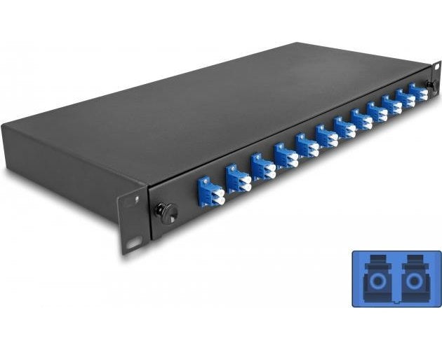 Delock 19? LWL Spleißbox 12 x LC Duplex OS2 1HE spleißfertig komplett bestückt (67003) afbeelding 1