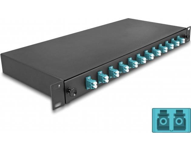 Delock 19? LWL Spleißbox 12 x LC Duplex OM3 1HE spleißfertig komplett bestückt (67004) afbeelding 1