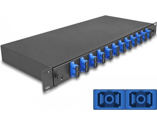 Delock 19? LWL Spleißbox 12 x SC Duplex OS2 1HE spleißfertig komplett bestückt (67006) afbeelding 1