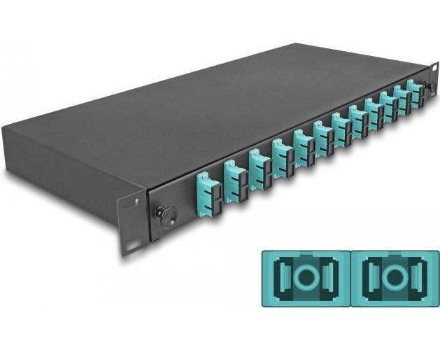 Delock 19? LWL Spleißbox 12 x SC Duplex OM3 1HE spleißfertig komplett bestückt (67007) afbeelding 1