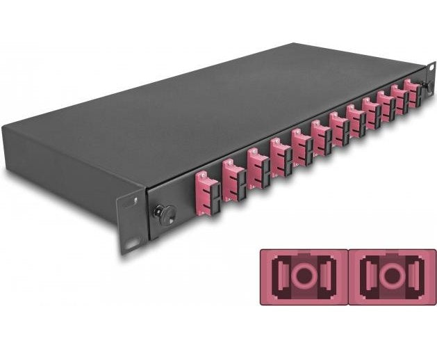 Delock 19? LWL Spleißbox 12 x SC Duplex OM4 1HE spleißfertig komplett bestückt (67008) afbeelding 1