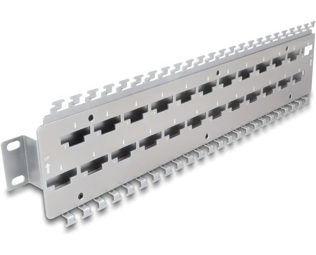 Delock - Verlegetafel für Rack-Kabelmanagement - für Netzwerkkabelverbinder mit LSA-Anschluss, Metall - geeignet für Wandmontage - 1U - 48,3 cm (19") - 24 Ports (67070) afbeelding 1