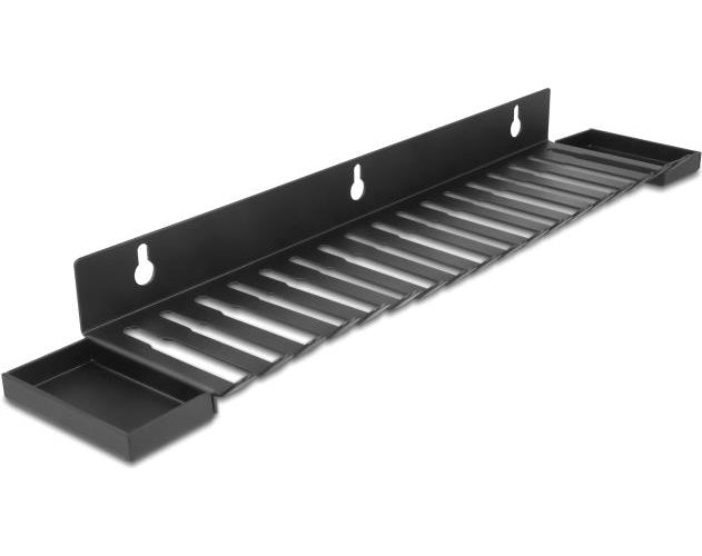 Delock Kabelhalterung 401 x 71 mm zur Wandmontage mit zwei Ablagefächern schwarz (67180) - 4043619671809 - image 1
