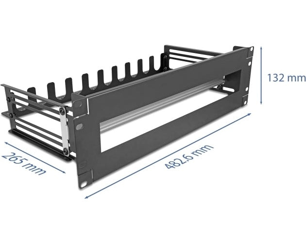 Delock 19" Schutzschalterleiste mit Abdeckung Kabelzugentlastungsschiene und (67282) afbeelding 1