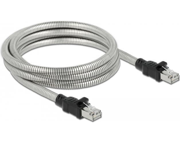 Delock - Patch-Kabel - RJ-45 (M) zu RJ-45 (M) - 5 m - 7.8 mm - U/FTP - CAT 6a - halogenfrei, geformt, ohne Haken - Silber afbeelding 1