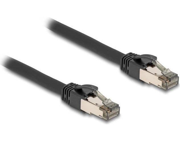 Delock - Netzwerkkabel - RJ-45 (M) zu RJ-45 (M) - 15,0m - 7,3 mm - U/FTP - CAT 6a - ohne Haken - Schwarz (80245) afbeelding 1