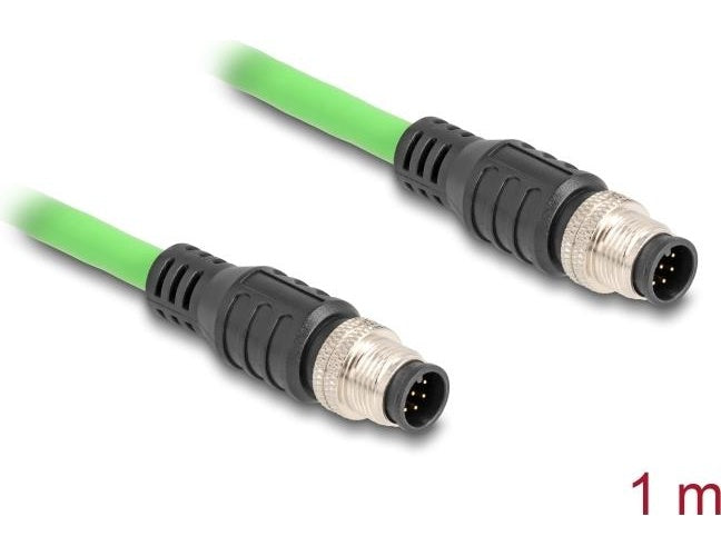Delock - Netzwerkkabel - 8-polig M12 (M) zu 8-polig M12 (M) - 1,0m - 0,68 cm - SF/UTP - grün (80411) afbeelding 1