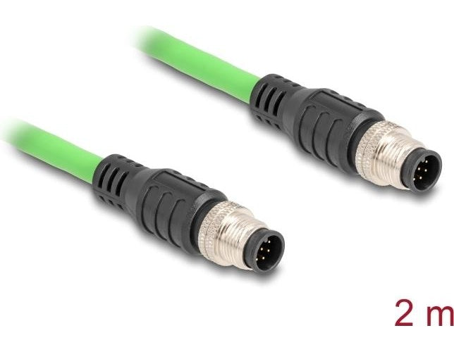 Delock - Netzwerkkabel - 8-polig M12-A (M) zu 8-polig M12-A (M) - 2,0m - 6,8 mm - SF/UTP - grün (80412) afbeelding 1