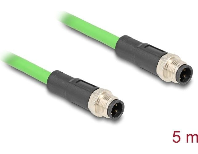 Delock - Netzwerkkabel - M12 (4-polig) (M) zu M12 (4-polig) (M) - 5,0m - 6,5 mm - SF/UTP - D-kodiert - grün (80419) afbeelding 1