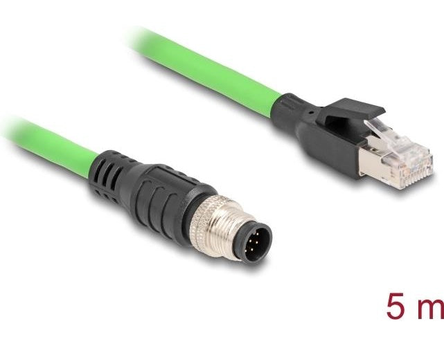 Delock - Netzwerkkabel - 8-polig M12 (M) zu RJ-45 (M) - 5,0m - 6,8 mm - SF/UTP - A-kodiert, ohne Haken - grün (80424) afbeelding 1