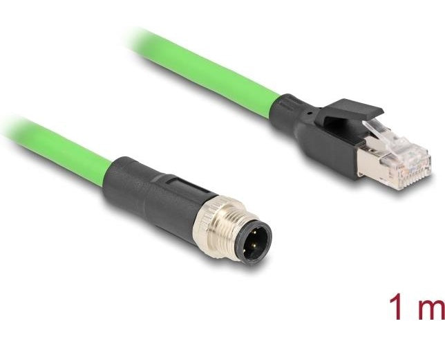 Delock - Netzwerkkabel - M12 (4-polig) (M) zu RJ-45 (M) - 1,0m - 6,5 mm - SF/UTP - D-kodiert, ohne Haken - grün (80426) - 4043619804269 - image 1