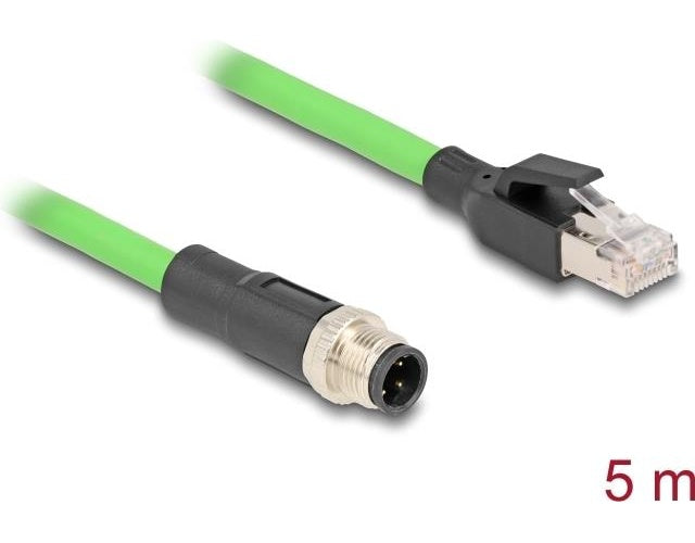 Delock - Netzwerkkabel - 4-polig M12-D (M) zu RJ-45 (M) - 5,0m - 6,5 mm - SF/UTP - ohne Haken - grün (80429) afbeelding 1