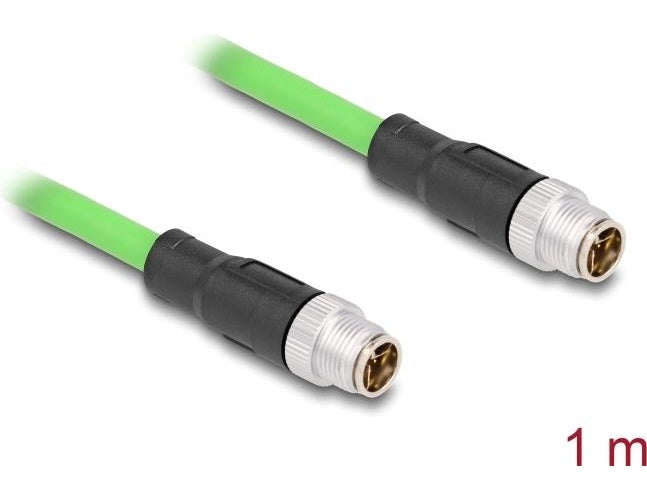 Delock - Netzwerkkabel - 8 pin M12-X (M) zu 8 pin M12-X (M) - 1,0m - 6,8 mm - SF/UTP - grün (80436) afbeelding 1