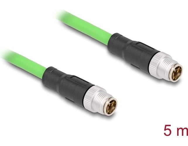 Delock - Netzwerkkabel - 8 pin M12-X (M) zu 8 pin M12-X (M) - 5,0m - 6,8 mm - SF/UTP - grün (80439) afbeelding 1