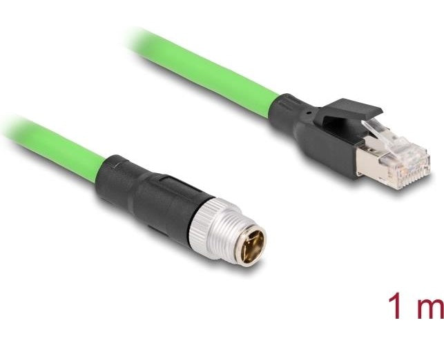 Delock - Netzwerkkabel - 8-polig M12 (M) zu RJ-45 (M) - 1,0m - 6,8 mm - SF/UTP - X-kodiert, ohne Haken - grün (80441) afbeelding 1