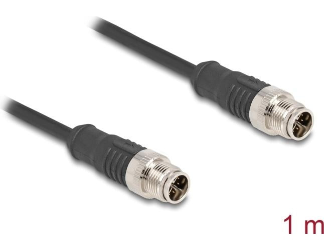 Delock - Netzwerkkabel - 8 pin M12-X (M) zu 8 pin M12-X (M) - 1,0m - 6 mm - S/FTP - CAT 5e - Schwarz (80863) afbeelding 1