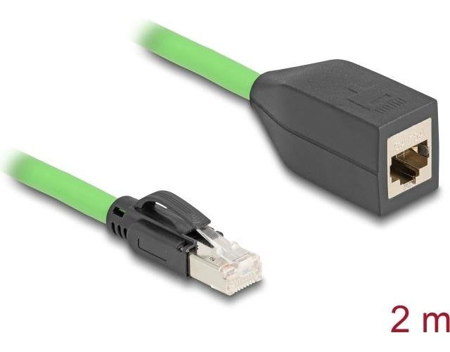 Delock - Netzwerkverlängerungskabel - RJ-45 (W) zu RJ-45 (M) - 2,0m - 6,8 mm - SF/UTP - CAT 6a - ohne Haken, geschirmt - grün (80881) - 4043619808816 - image 1