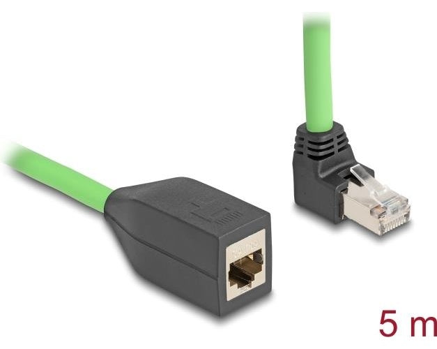 Delock - Patch-Verlängerungskabel - RJ-45 (M) nach oben angewinkelt zu RJ-45 (W) gerade - 5,0m - 6,8 mm - SF/UTP - CAT 6a - grün (80885) afbeelding 1