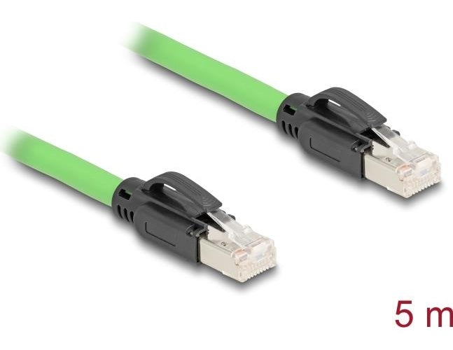 Delock - Patch-Kabel - RJ-45 (M) zu RJ-45 (M) - 5,0m - 6,8 mm - SF/UTP - CAT 6a - ohne Haken - grün (80891) afbeelding 1